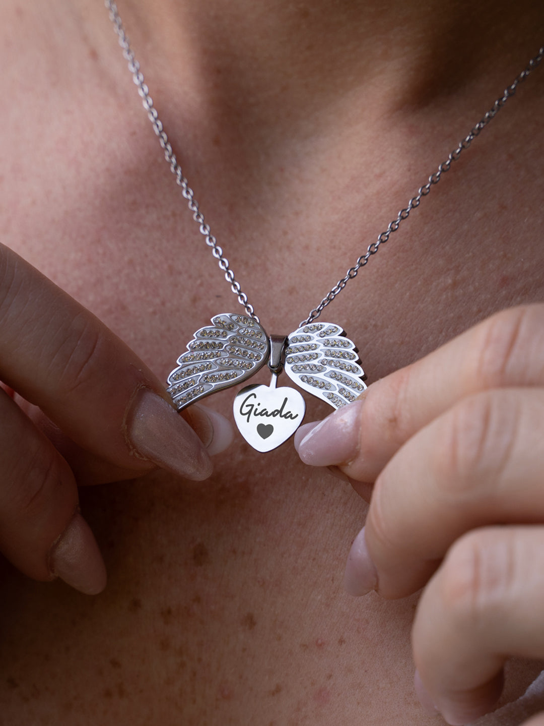 luxe Engelvleugels Hart Ketting ❤️✨ met jou naam