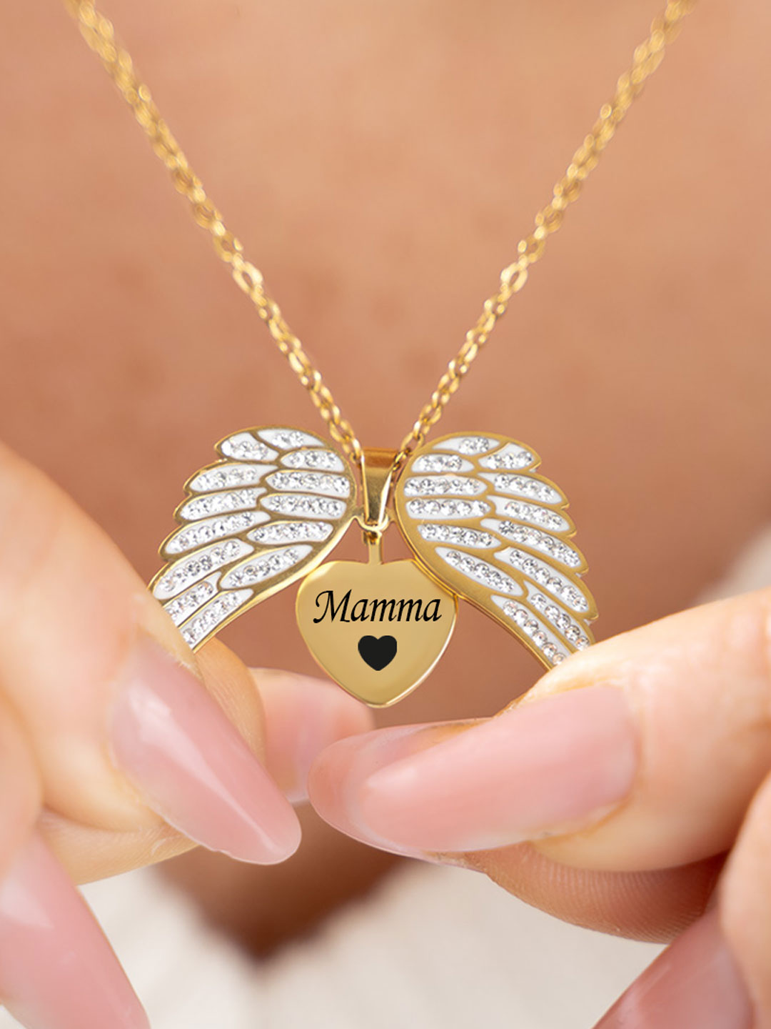 luxe Engelvleugels Hart Ketting ❤️✨ met jou naam