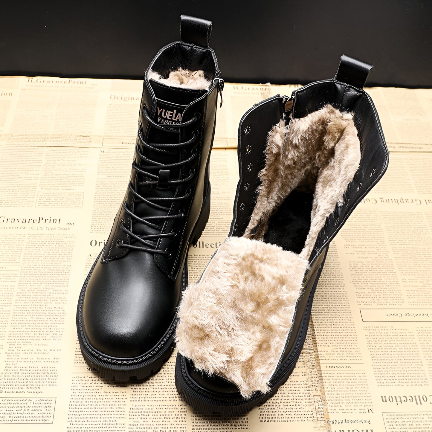 Estrid™ | Luxe Zwarte Leren Laarzen voor de Perfecte Winterlook 🖤❄️