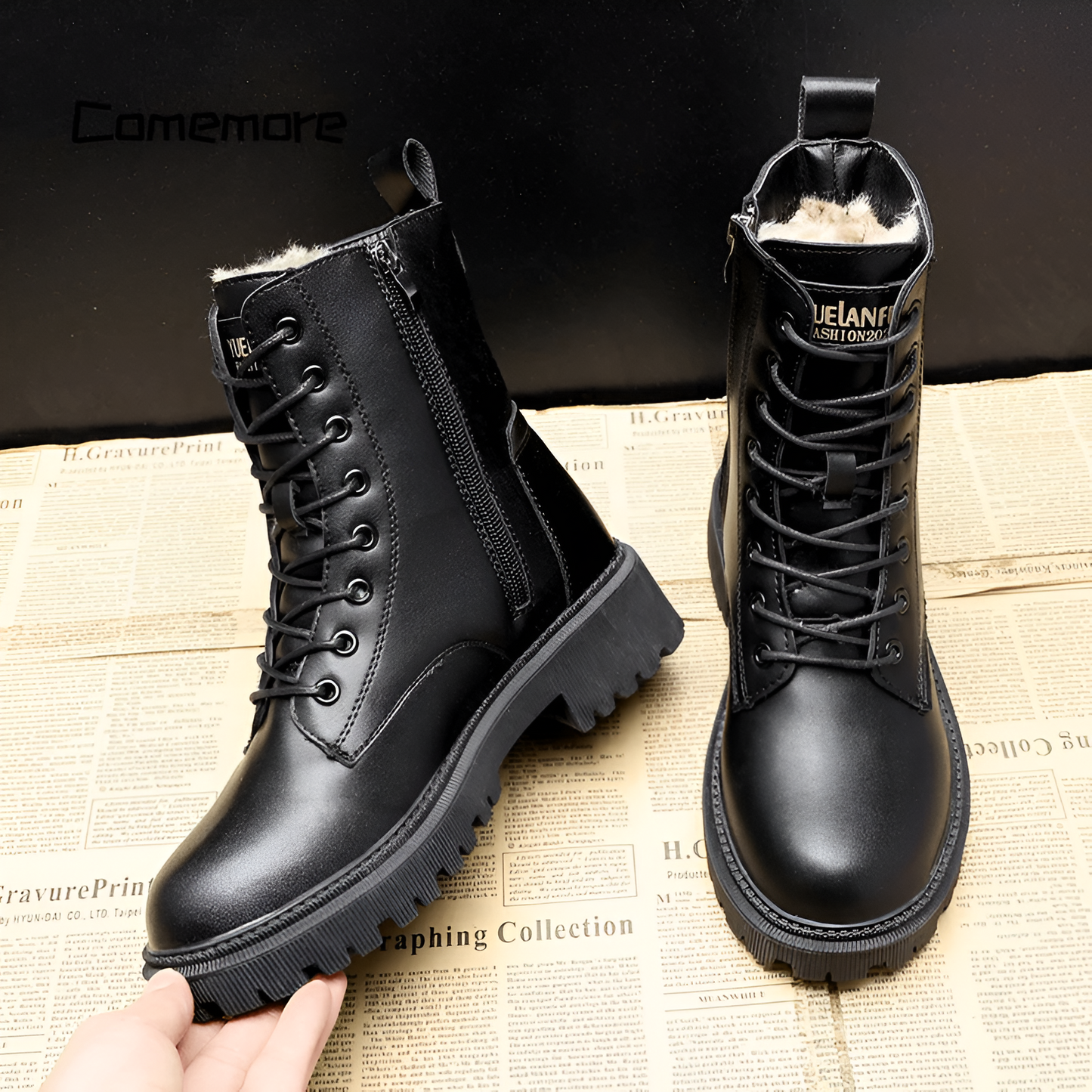 Estrid™ | Luxe Zwarte Leren Laarzen voor de Perfecte Winterlook 🖤❄️