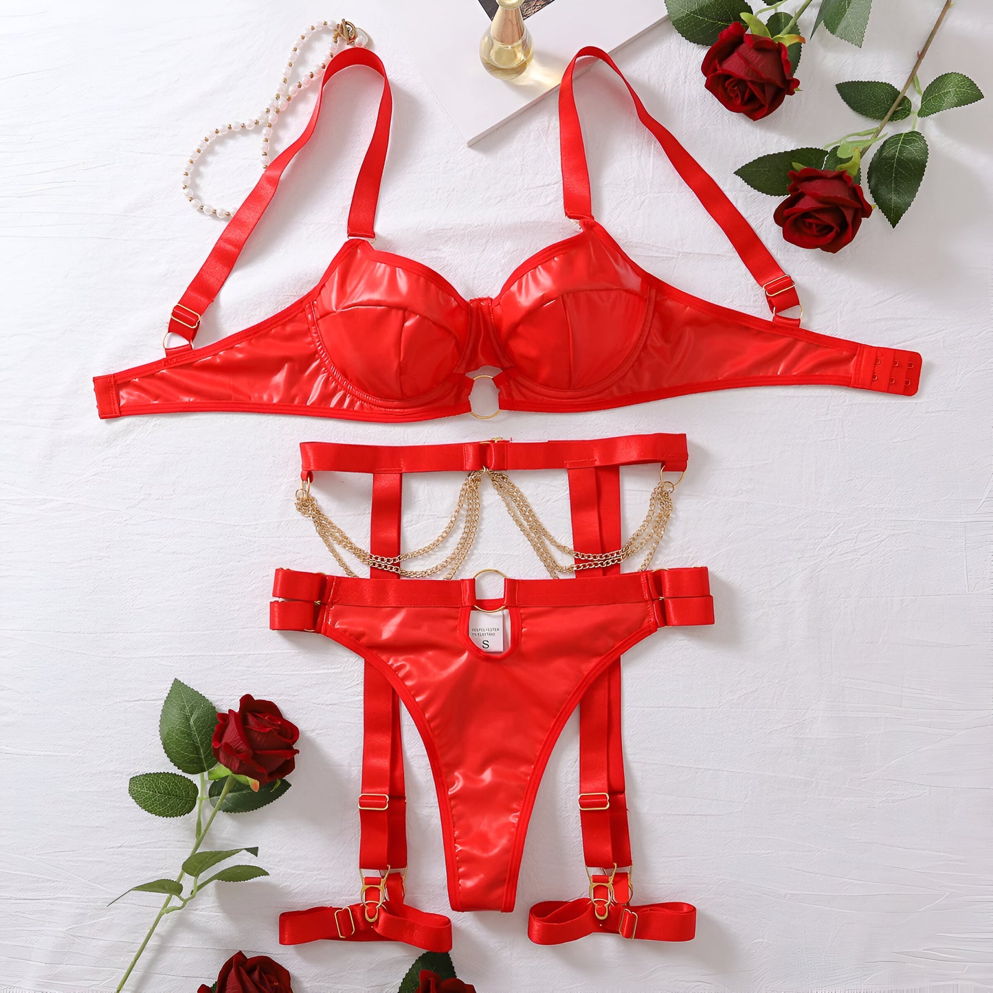 Natalie™ | Dominante Lingerieset met Kettingdetails