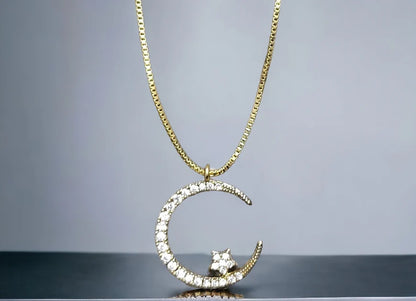Ster/Maan Zirkonia Ketting | Symbolen van Hoop, Verandering en Kracht