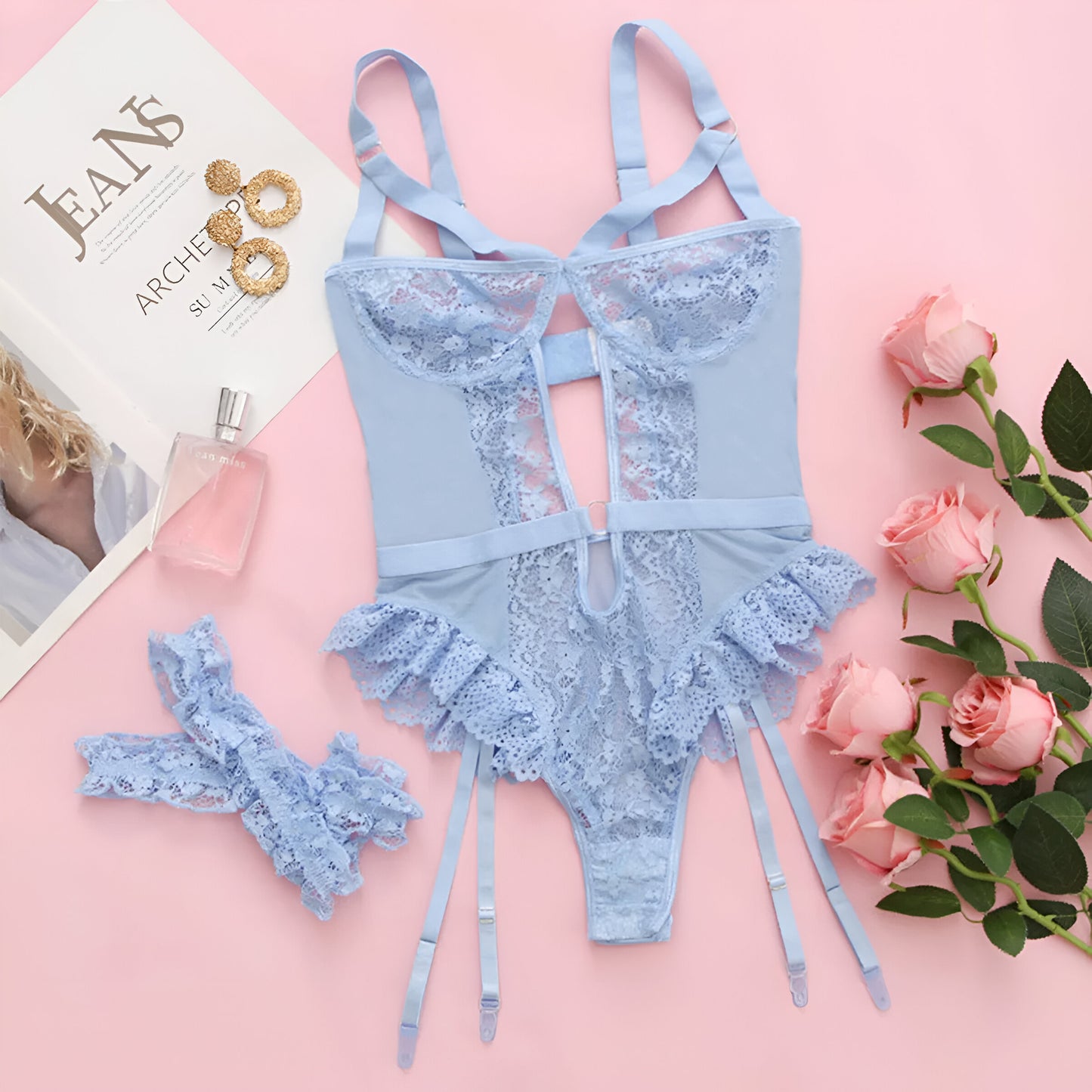 Sofia™ | Dominante Lingerieset met Kousenband & Choker