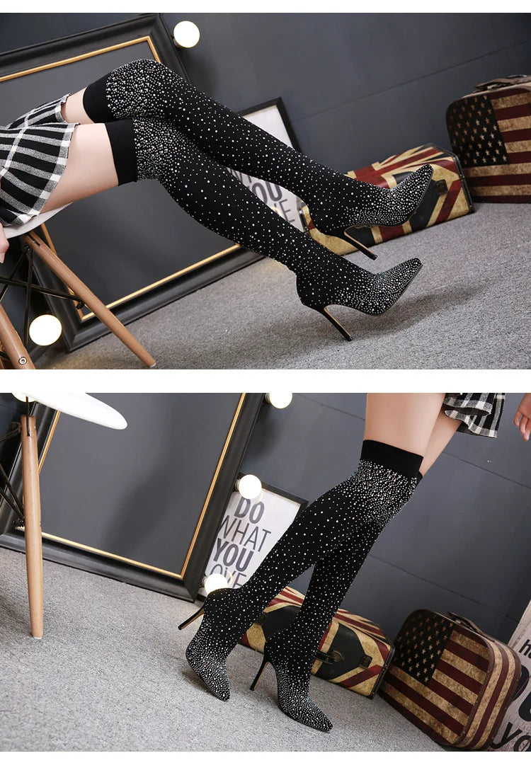 Romy™ | Maak Je outfit Compleet met de Diamant Sok Hakken 👠 💎