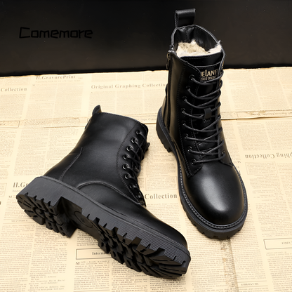 Estrid™ | Luxe Zwarte Leren Laarzen voor de Perfecte Winterlook 🖤❄️