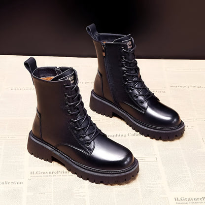 Estrid™ | Luxe Zwarte Leren Laarzen voor de Perfecte Winterlook 🖤❄️