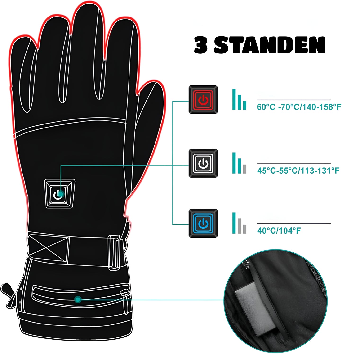 Filip™ | Verwarmbare Ski Handschoenen | nooit meer koude handen